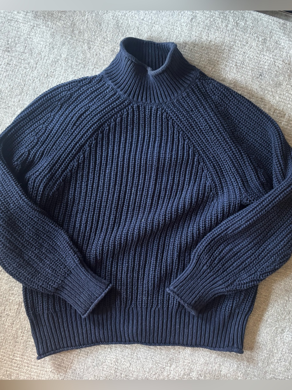 J. Crew Navy Ribbed Turtleneck Cotton Fisherman Sweater 🐟